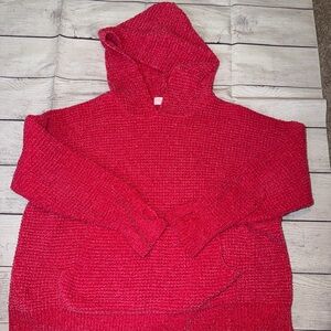 Pink Lily Vibrant Red Hooded Sweater